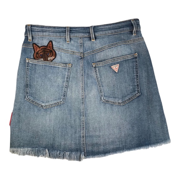 Guess Distressed Denim Patched Mini Skirt - Picture 3 of 14